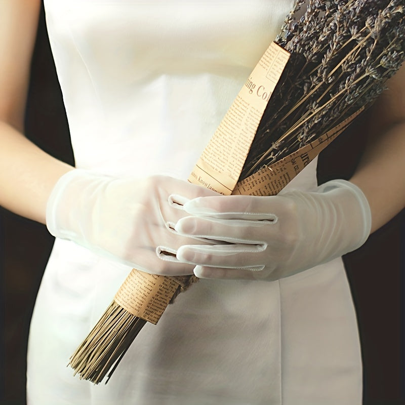 Mesh Short Gloves Thin Mesh Gloves Wedding Prom Women's Accessories