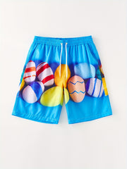 Easter Bunny Egg Print Beach Shorts Men