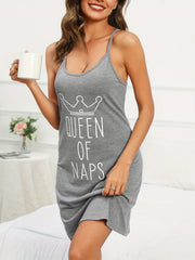 Letter Print Nightdress Round Neck Sleepwear