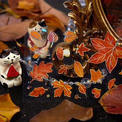 3pcs Pet Bronzing Leaf Sticker Pack Retro Plant Journal Decorative Stickers