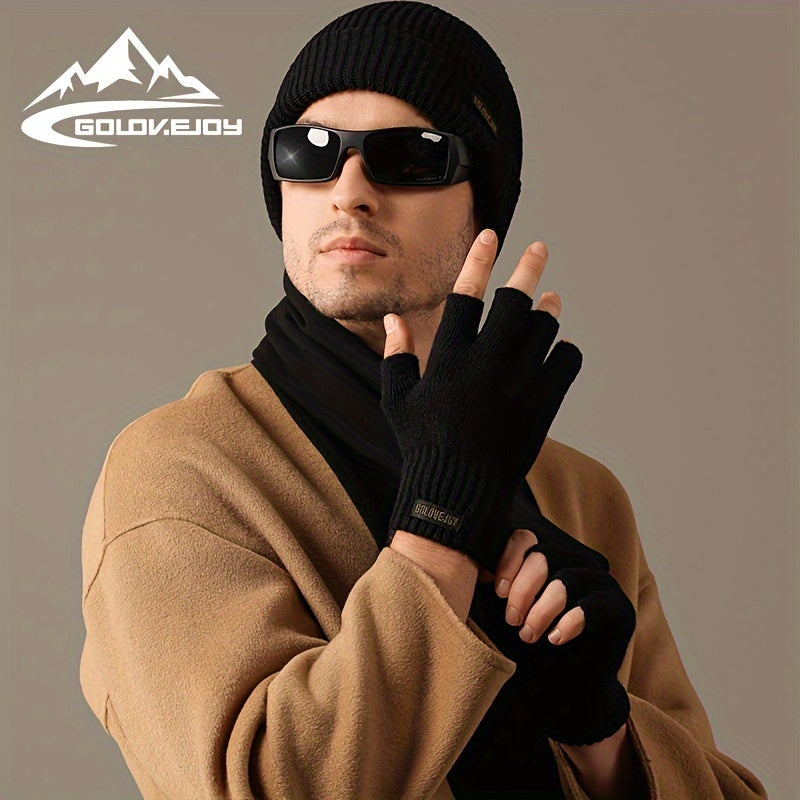 Men's Wool Half-finger Gloves - Winter Warmth, Windproof
