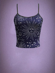 Moon & Sun Spaghetti Strap Top Sleeveless Cami