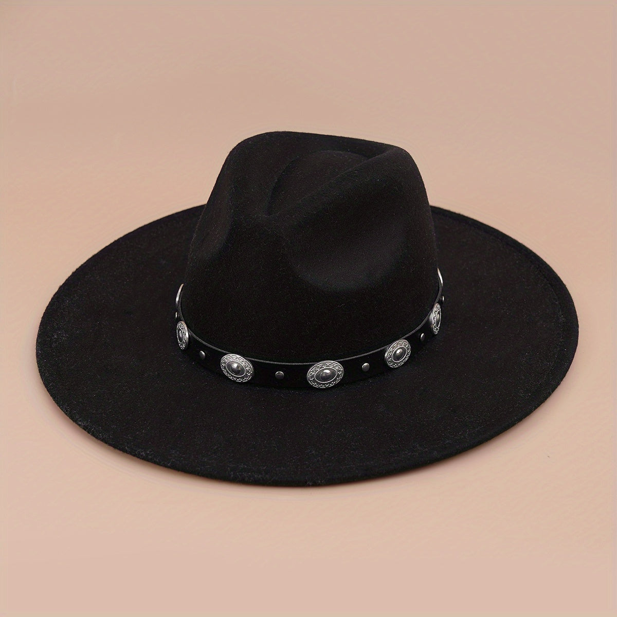 Boho Chain Decor Cowboy Hat Unisex Fedora Cap Lightweight Western Cowgirl Felt