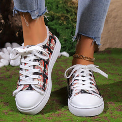 Christmas Santa Print Raw Trim Fall Round Toe Flat Skate Shoes
