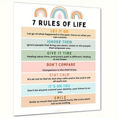 Inspirational Wall Decor 7 Rules Of Life Poster Happy Quote Feelings Poster