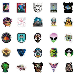 50pcs Alien Waterproof Sticker Pack for Laptop Phone Luggage Guitar