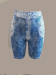 Denim Print Short Leggings Skinny Casual Shorts Women's Clothing