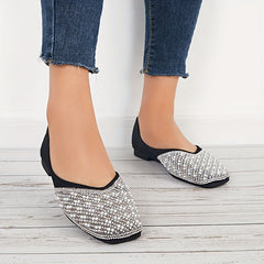 Pearl Flat Slip-On Square Toe Casual Shoes Lightweight