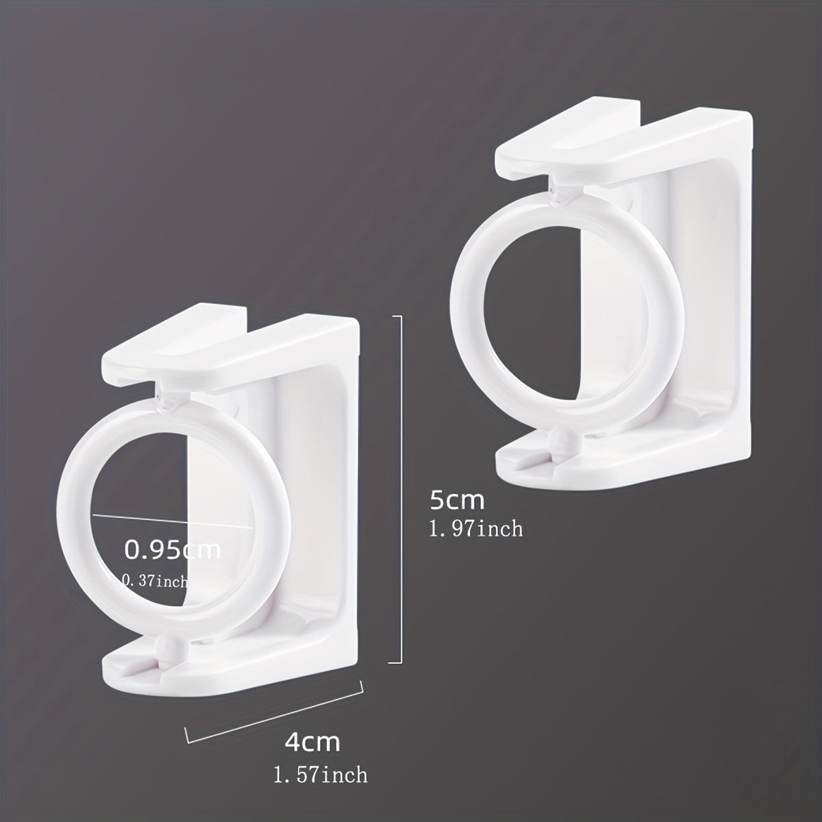 2Pcs Rotatable Transparent Shower Curtain Hook Rod Fixed Bracket Support