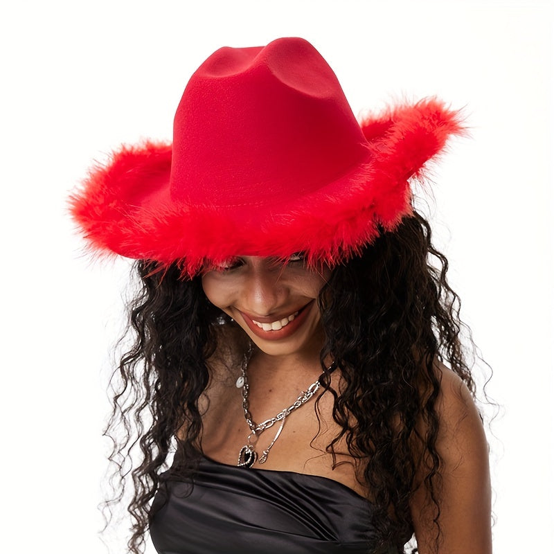 Hip Hop Feather Fedora Cap Y2K Cowgirl Jazz Hat