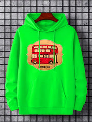 London Double Decker Bus Print Hoodie for Men