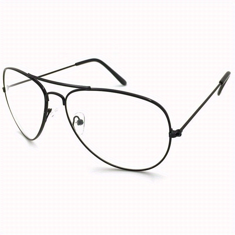 Vintage Round Glasses for Men Boys Classic Metal Flat Mirror Frame