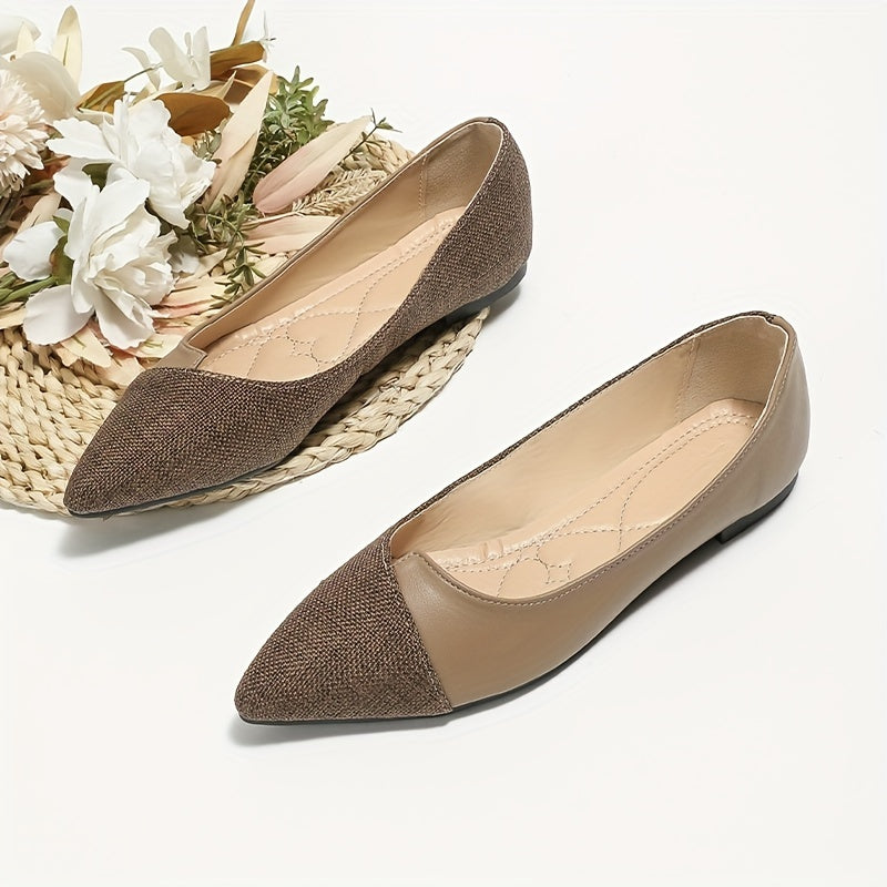 Women's Soft Sole Ballet Shoes Point Toe Colorblock Flats