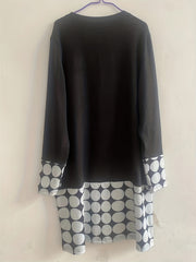 Colorblock Geo Print Long Sleeve Round Neck Dress