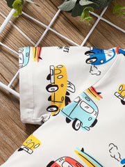 Car Print T-shirt & Shorts Set for Boys Kids Summer Outfit