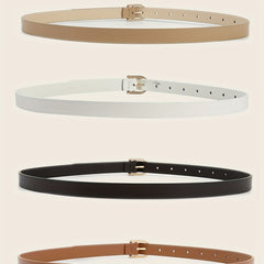 4pcs Girls Classic PU Leather Belt With Golden Buckle