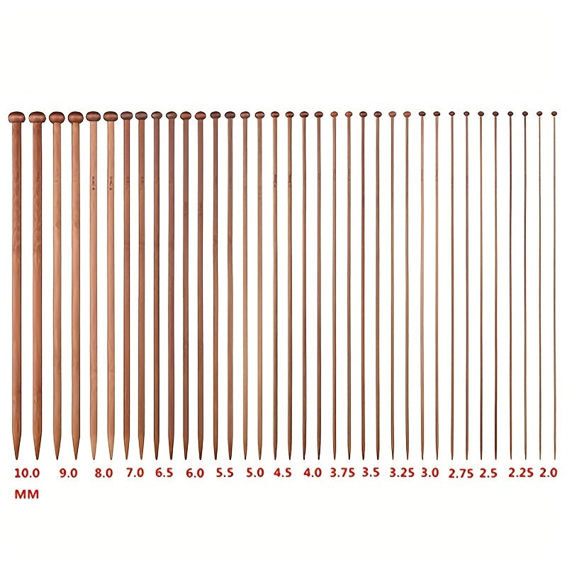 36pcs Bamboo Knitting Needles Set With Case Single Pointed Knitting Needles