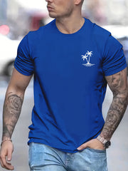 Coconut Palm Island Print Men's Graphic Crew Neck T-shirt