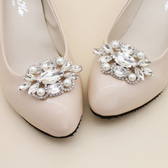 Crystal Shoe Buckles Women Faux Pearl Shoe Clips DIY Craft Decoration