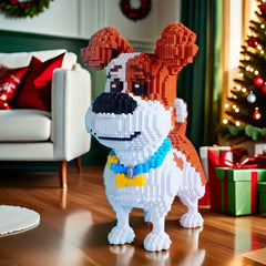 Dog Building Blocks Adorable DIY Puzzle Brown Interlocking Blocks