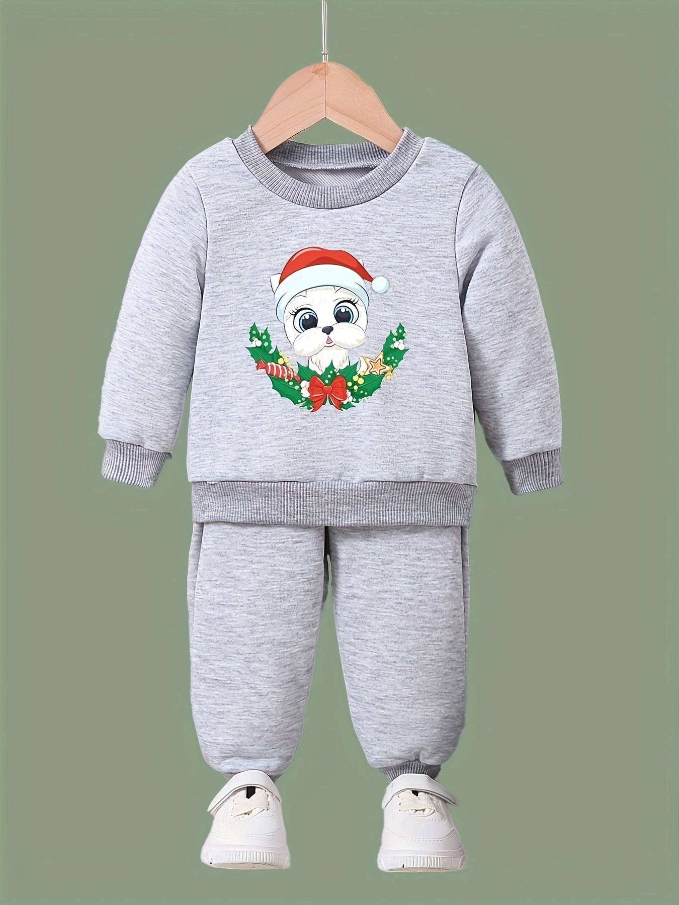 Girls Cartoon Dog Sweatshirt & Sweatpants Set