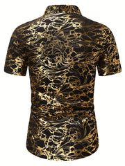Bronzing Print Men s Casual Short Sleeve Shirt