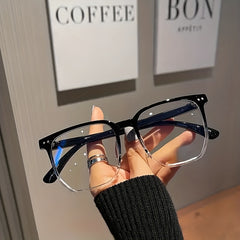 Square Anti Light Glasses For Women Men Jelly Frame Clear Lens Glasses