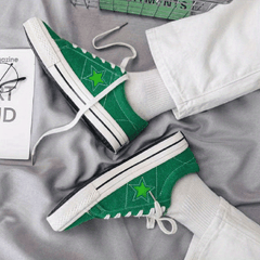 Women's Star Pattern Canvas Shoes Low Top Lace Up Round Toe Flat Casual Shoes