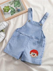 Cartoon Baby Boy Denim Overalls Suspender Shorts