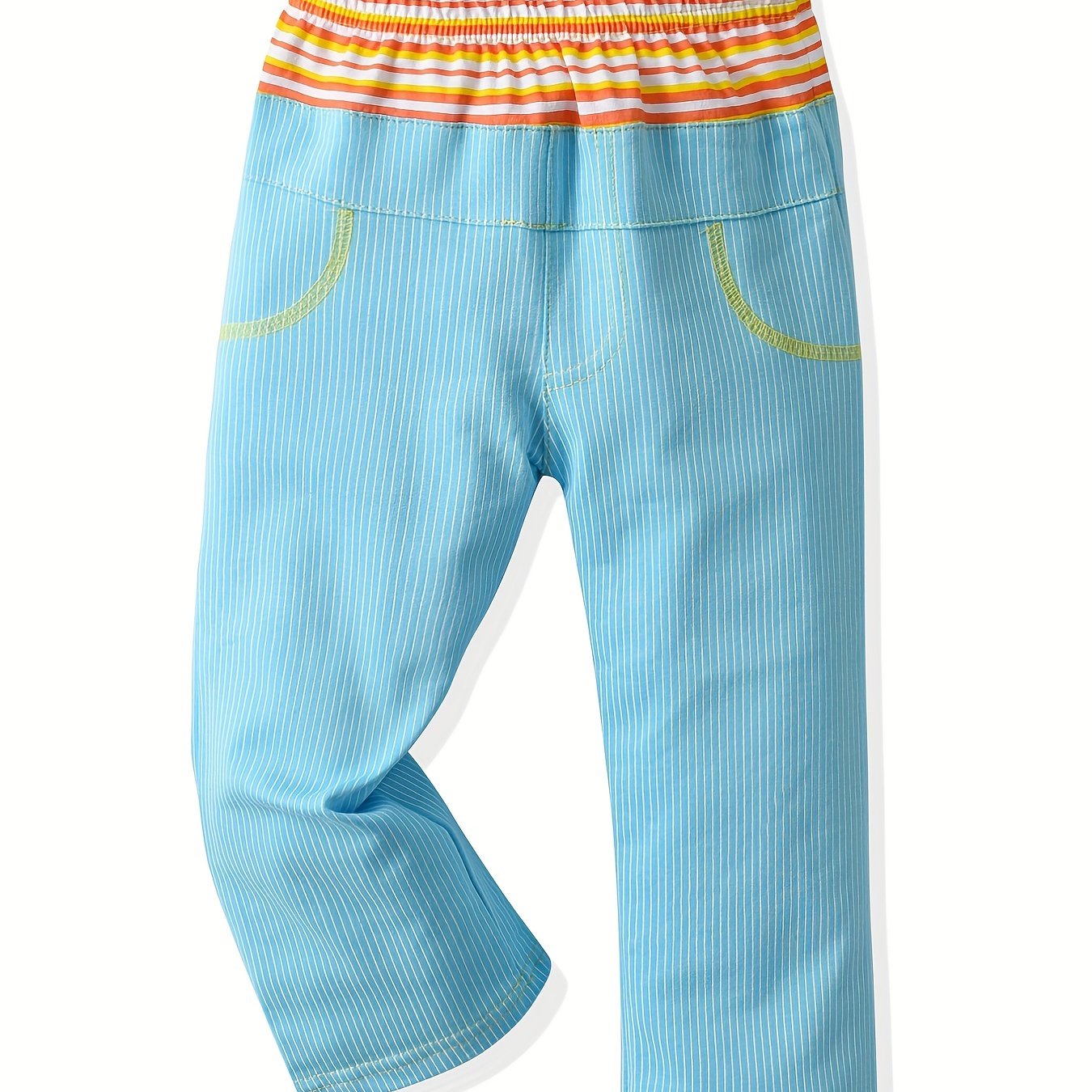 Boys Striped Block Long Pants Bottoms Casual Soft Comfortable Spring Autumn