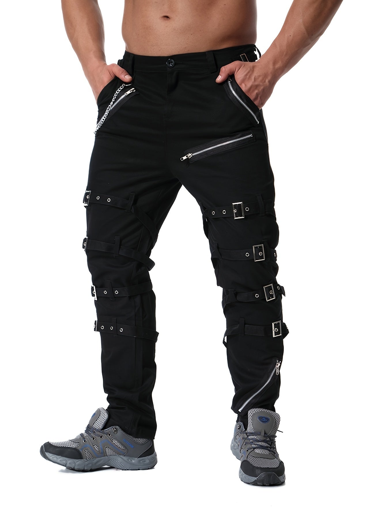 Men's Vintage Cargo Pants Zipper Cotton Casual Trousers
