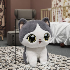Cute Kitten Plush Toy with Green Eyes, Soft Fabric