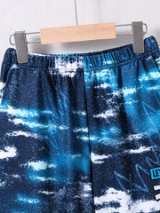 Boys Casual Elastic Waist Letter Print Long Pants