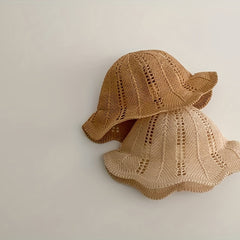 Baby Bucket Straw Hat Summer Hollow Sunscreen Beach Accessories