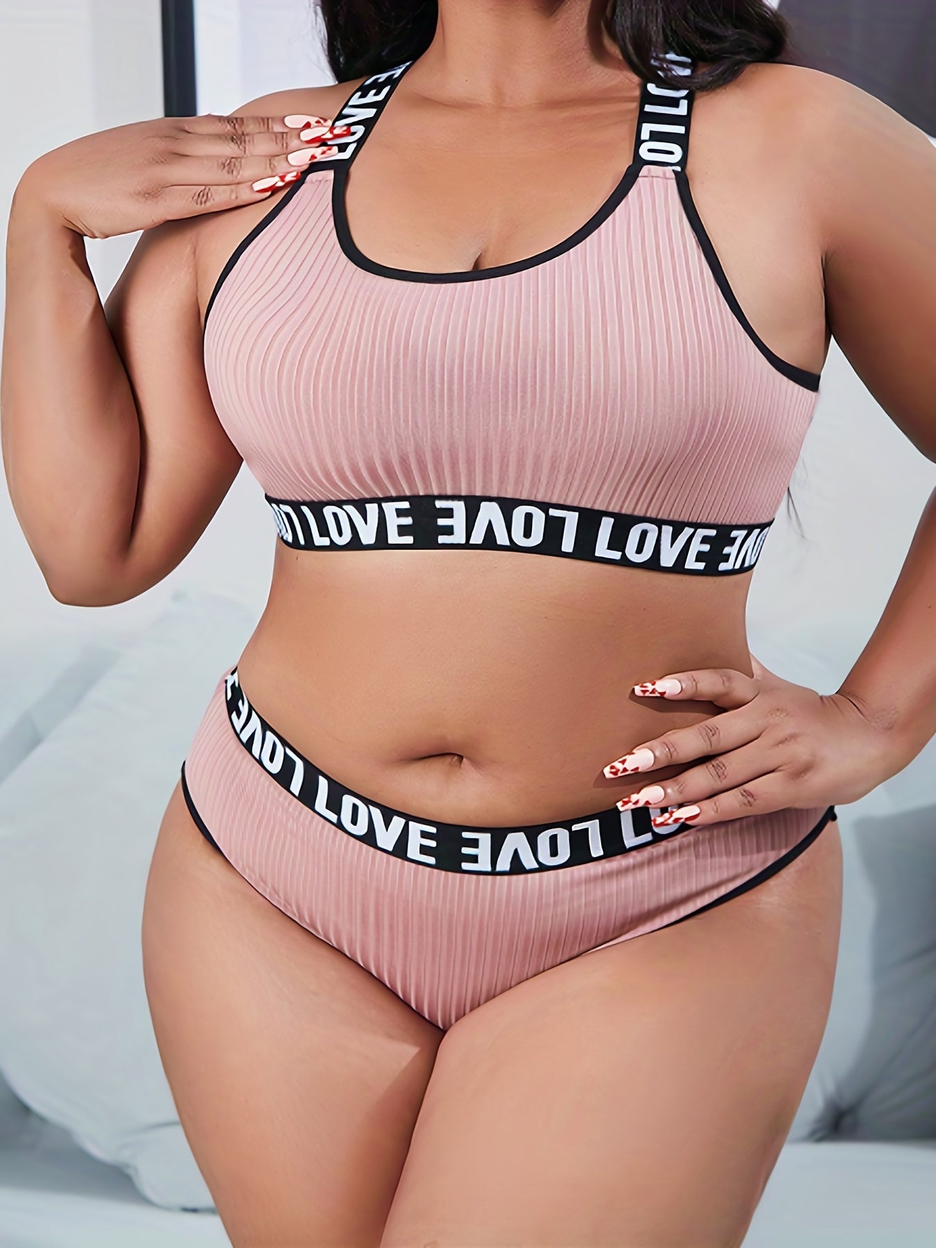 Sports Lingerie Set Ribbed Comfort Bra & Panty Two Piece Set