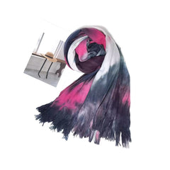Cashmere Scarf Tie Dye Long Fringe Shawl Warm Outdoor Wrap
