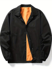 Stylish Snap Button Up Lapel Coat for Men