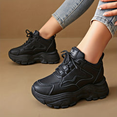 Women's Thick Bottom Sneakers Comfortable Lightweight Lace Up Travel Shoes