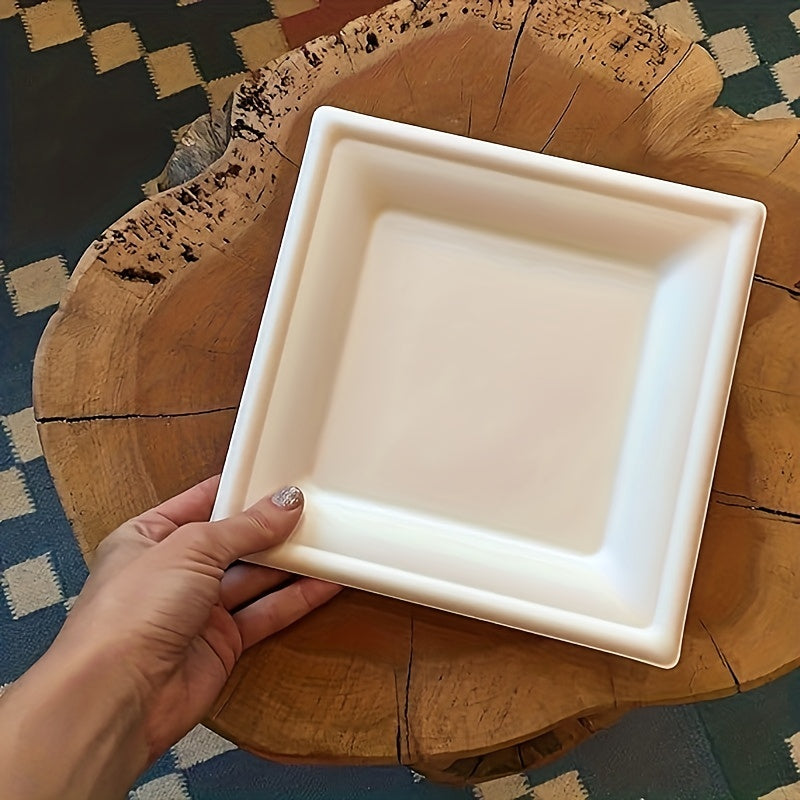8" Compostable Square Plates, 100 Pack, Biodegradable Sugarcane Plates