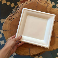 8" Compostable Square Plates, 100 Pack, Biodegradable Sugarcane Plates