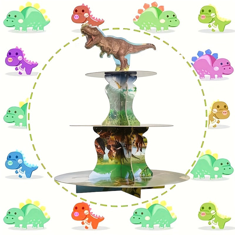 Dinosaur Cupcake Stand 3 Tier For Boys Birthday Party