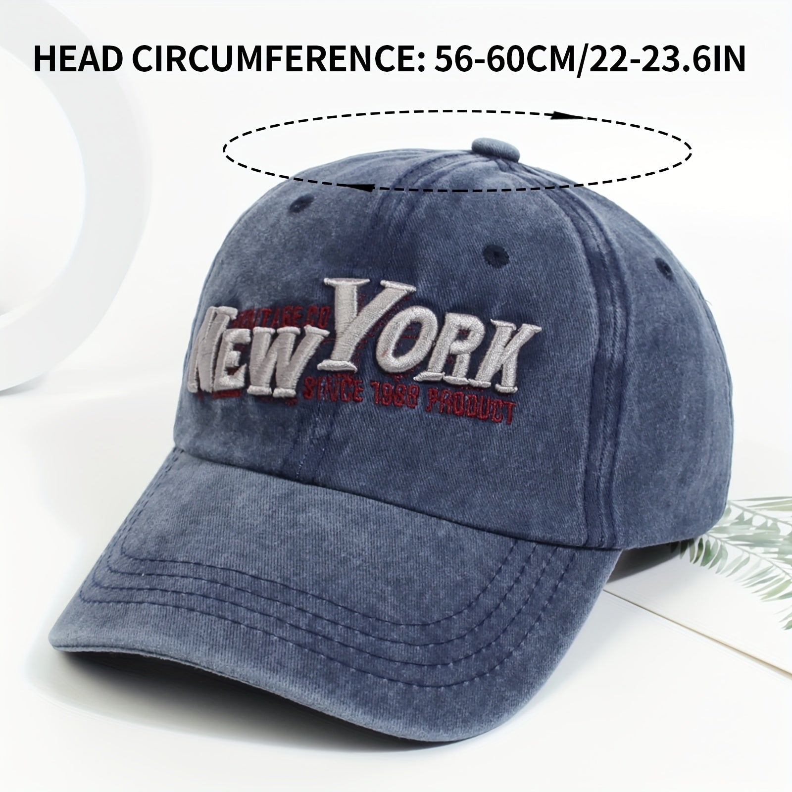 YORK Embroidery Baseball Cap Vintage Washed Distressed Cot...