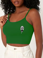 Gothic Skull Print Cami Sleep Tops Sleeveless Halloween Top