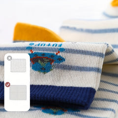 5 Pairs Boys Striped Short Crew Socks for Kids Toddlers Summer