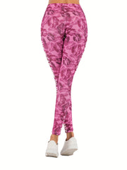 Sexy Red Lips Print Leggings Casual High Waist Slim Leggings