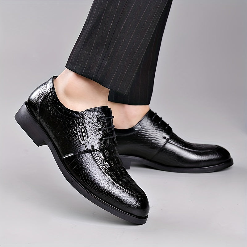 Men's Crocodile Embossed Oxford Shoes for Wedding Business