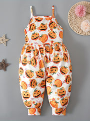 Girls' Halloween Bat Cami Jumpsuit - Sleeveless Cartoon Print