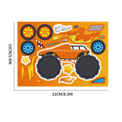 8pcs Engineering Vehicle Puzzle Stickers Youngsters's Toy Stickers