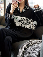 Cartoon Print Lounge Set Long Sleeve Top & Pants