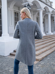 Solid Coat Casual Open Front Long Sleeve Outerwear